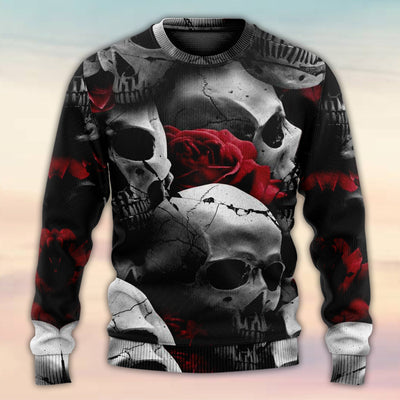 Skull Death Love Rose - Sweater - Ugly Christmas Sweaters - Owls Matrix LTD