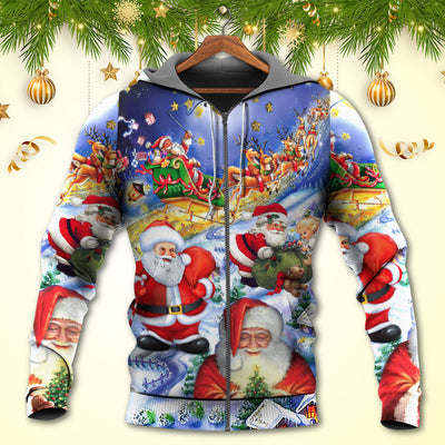 Christmas Funny Santa Claus Happy Xmas Is Coming Art Style Class - Hoodie - Owls Matrix LTD