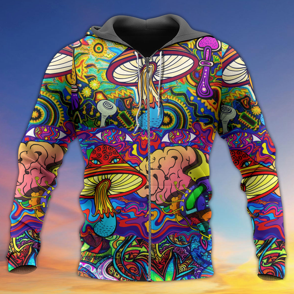 Hippie Mushroom Colorful Lover - Hoodie - Owls Matrix LTD