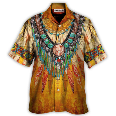Hawaiian Shirt / Adults / S Native Cool Style Love Peace Orange - Hawaiian Shirt - Owls Matrix LTD