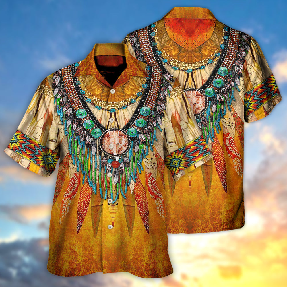 Native Cool Style Love Peace Orange - Hawaiian Shirt - Owls Matrix LTD