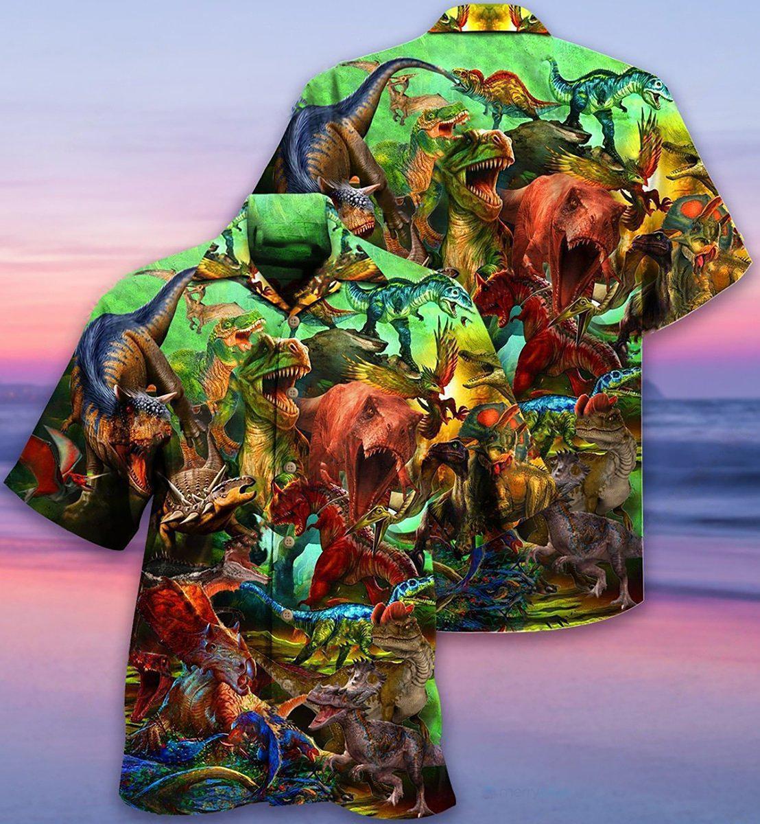 Dinosaur Strong War Life - Hawaiian Shirt - Owls Matrix LTD