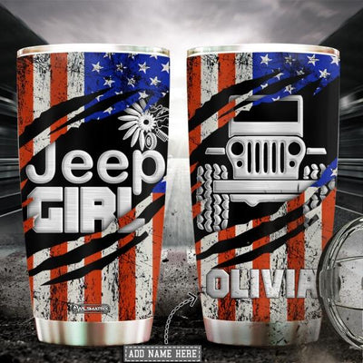 Jeep American Girl Personalized - Tumbler - Owls Matrix LTD