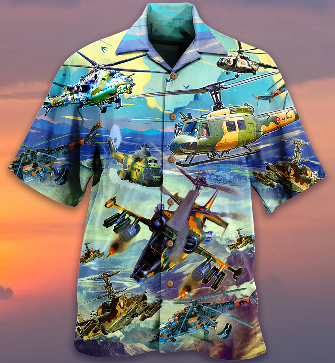 Combat Aircraft Sky Line Blue Style - Hawaiian Shirt - Owls Matrix LTD