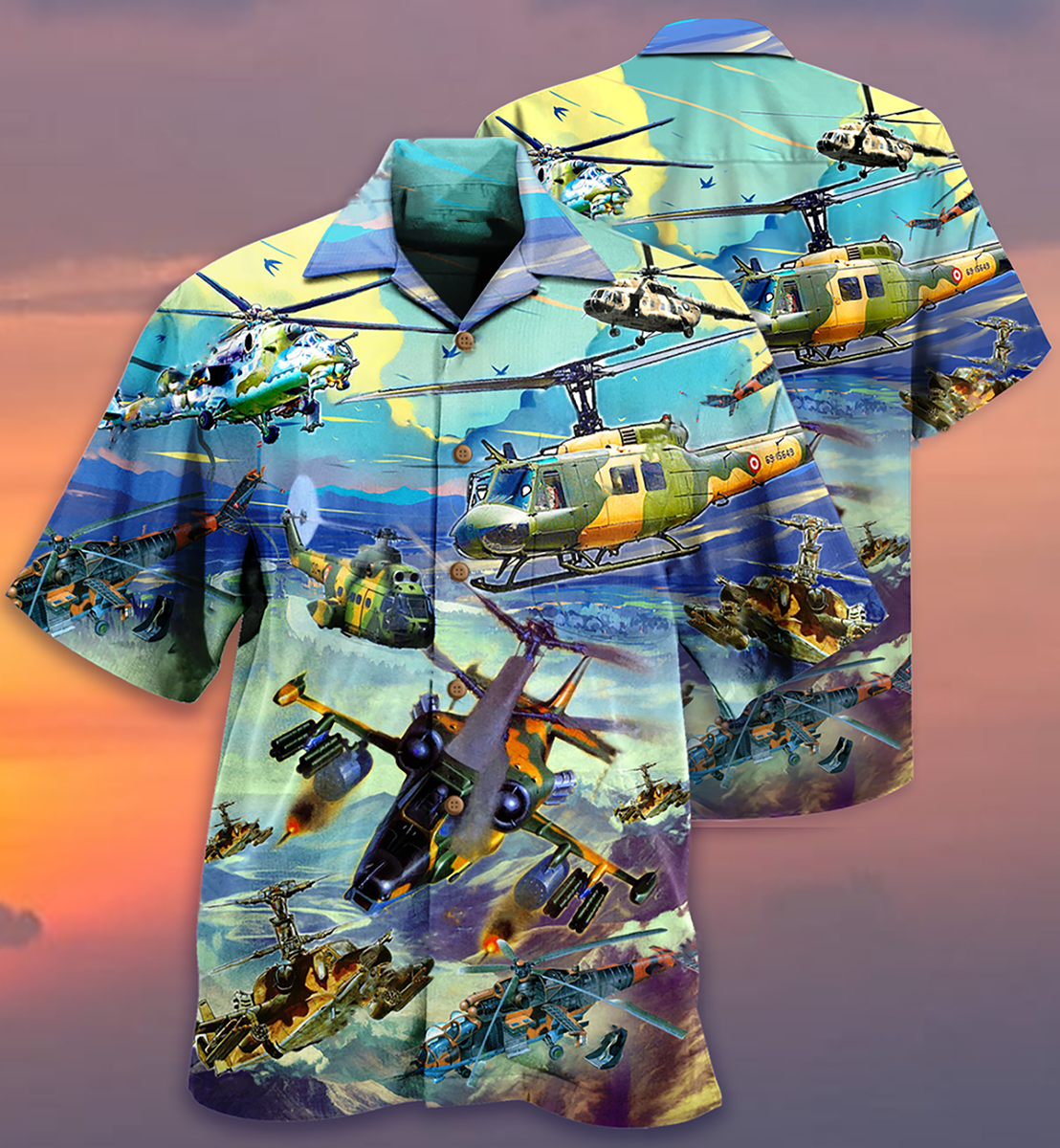 Combat Aircraft Sky Line Blue Style - Hawaiian Shirt - Owls Matrix LTD