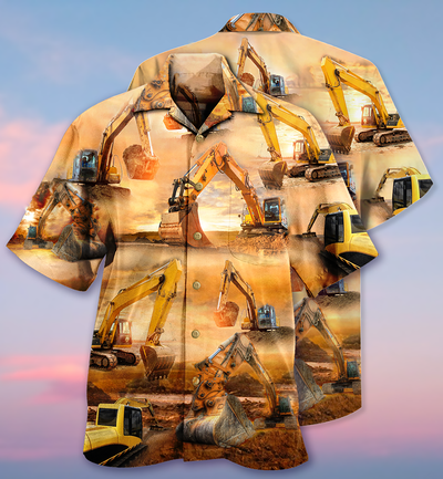 Excavator Working Hard - Hawaiian Shirt - Owls Matrix LTD