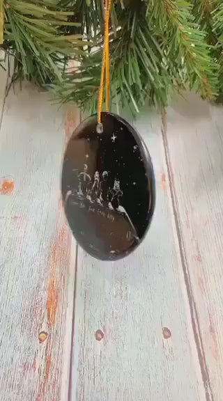 Christmas Black Cat Love Xmas Paper Cut Decor Tree Hanging - Circle Ornament