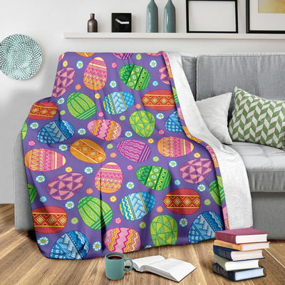 Easter Eggs Pattern Rainbow Happy Easter Day - Flannel Blanket - Owls Matrix LTD