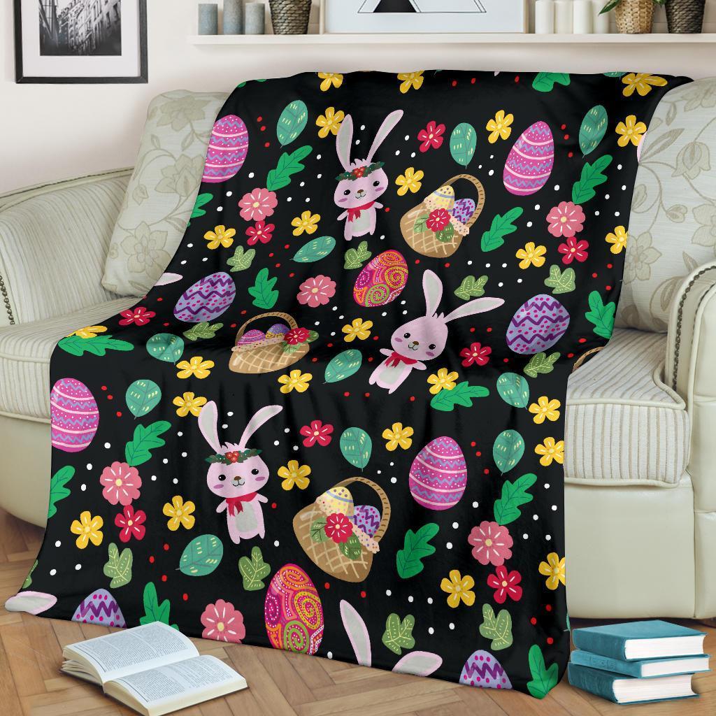 Easter Eggs Big Bunny Happy Easter Day - Flannel Blanket - Owls Matrix LTD