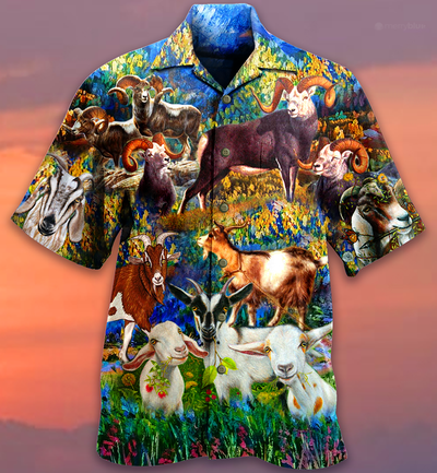 Goat Love Animals Life Grass - Hawaiian Shirt - Owls Matrix LTD