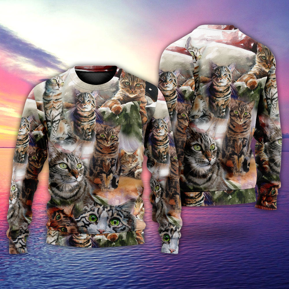 Tabby Cat Art Daily Portrait - Sweater - Ugly Christmas Sweaters - Owls Matrix LTD