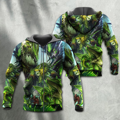 Dragon Green Skull Lover Art Style - Hoodie - Owls Matrix LTD
