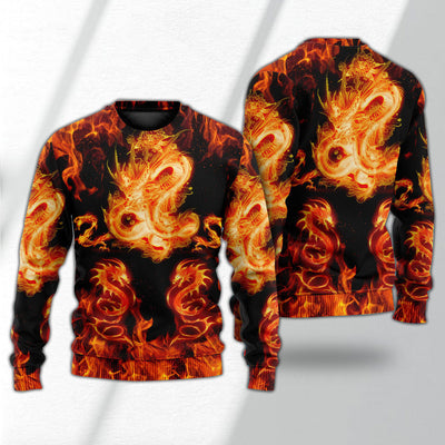 Dragon And Fireball Madness - Sweater - Ugly Christmas Sweaters - Owls Matrix LTD