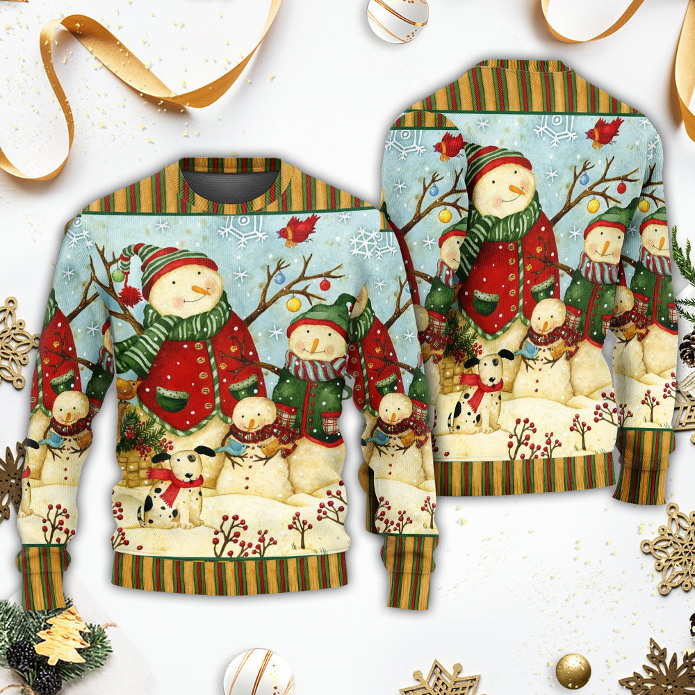 Christmas Cutie Snowman Happy Xmas - Sweater - Ugly Christmas Sweaters - Owls Matrix LTD