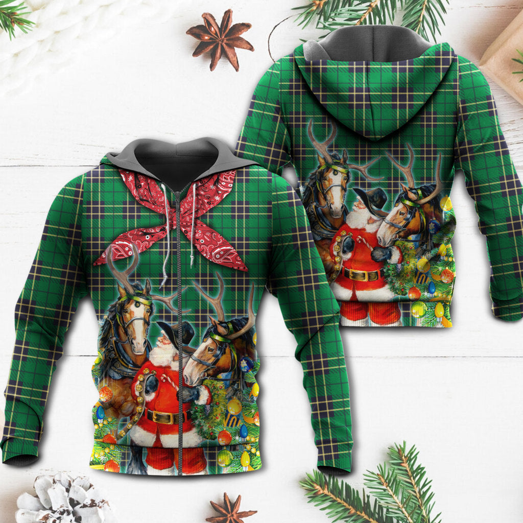 Christmas Santa Cowboy Christmas Green Style - Hoodie - Owls Matrix LTD