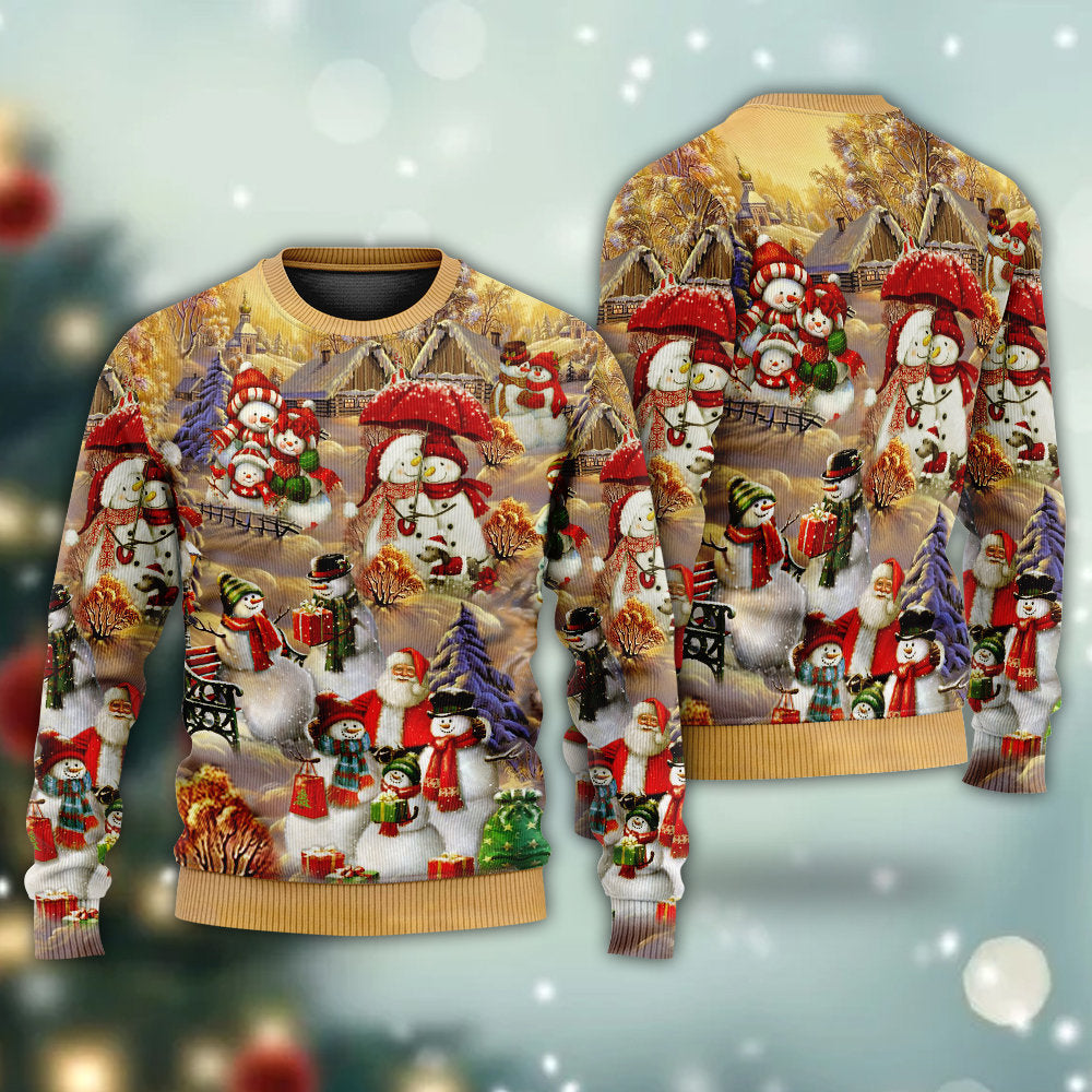 Christmas Snowman Couple Love Xmas - Sweater - Ugly Christmas Sweaters - Owls Matrix LTD