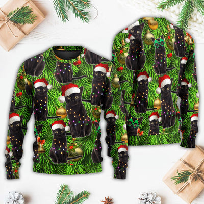 Black Cat Christmas Merry Xmas - Sweater - Ugly Christmas Sweaters - Owls Matrix LTD