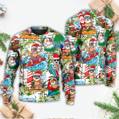 Christmas Santa Aloha Beach Vibe - Sweater - Ugly Christmas Sweaters - Owls Matrix LTD
