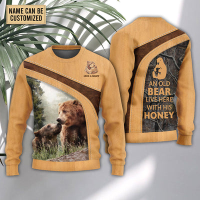 Bear An Old Bear Live Here With His Honey Personalized - Sweater - Ugly Christmas Sweaters - Owls Matrix LTD