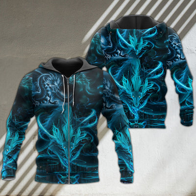 Dragon Blue Lighting And The Witch - Hoodie - Owls Matrix LTD
