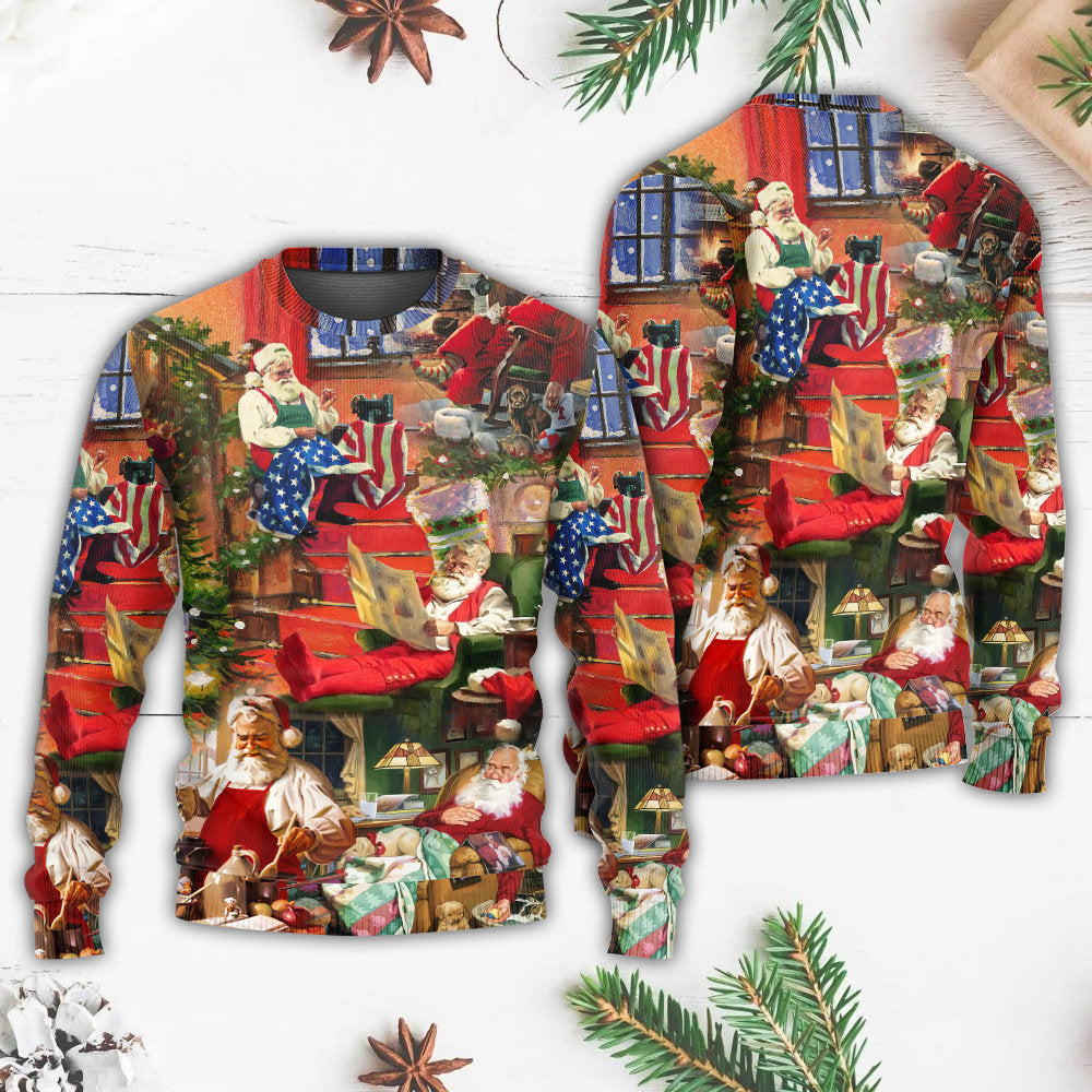 Christmas Santa Claus In Daily Life - Sweater - Ugly Christmas Sweaters - Owls Matrix LTD
