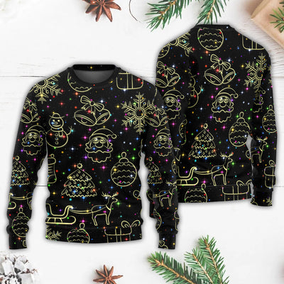 Christmas Neon Light Stary Amazing Night - Sweater - Ugly Christmas Sweaters - Owls Matrix LTD