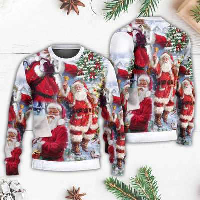 Christmas Santa Claus Is Coming To Town - Sweater - Ugly Christmas Sweaters - Owls Matrix LTD
