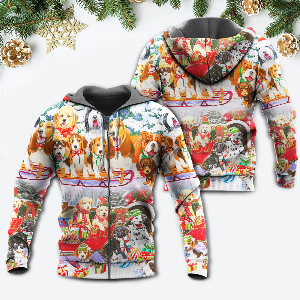 Dog Snowman Christmas Tree Merry Xmas - Hoodie - Owls Matrix LTD