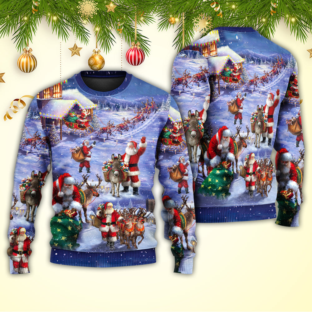 Christmas Santa Claus Story Night Gift For Xmas Painting Style - Sweater - Ugly Christmas Sweaters - Owls Matrix LTD