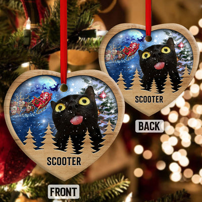 Christmas Black Cat Funny Love Xmas Light Decor Tree Hanging Custom Photo Personalized - Heart Ornament - Owls Matrix LTD
