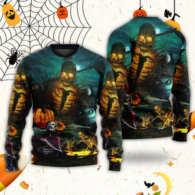 Halloween Skull Dark Scary - Sweater - Ugly Christmas Sweaters - Owls Matrix LTD