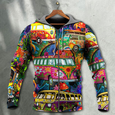 Hippie Van Colorful Vans On The Way - Hoodie - Owls Matrix LTD