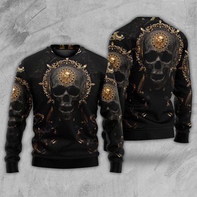 Skull Golden Skull True King Stay True Till Death - Sweater - Ugly Christmas Sweaters - Owls Matrix LTD