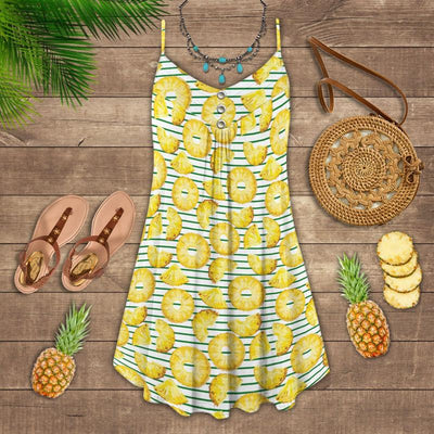Fruit Pineapple Tropical Vibes Happier - Summer Dress - Owls Matrix LTD