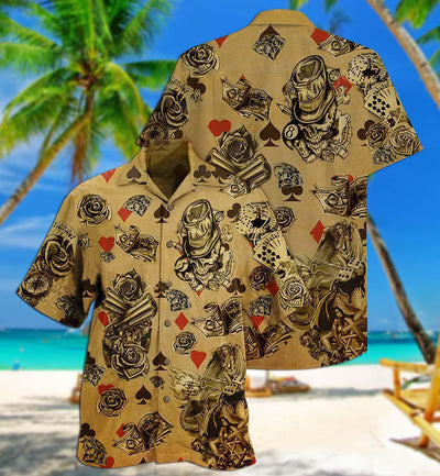 Gambling Flowers Skull - Hawaiian Shirt - Owls Matrix LTD
