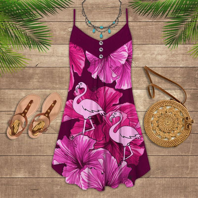 Flamingo Loves Summer Tropical Vibes Piink Style - Summer Dress - Owls Matrix LTD