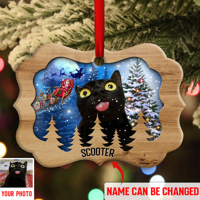 Christmas Black Cat Funny Love Xmas Light Decor Tree Hanging Custom Photo Personalized - Horizontal Ornament - Owls Matrix LTD