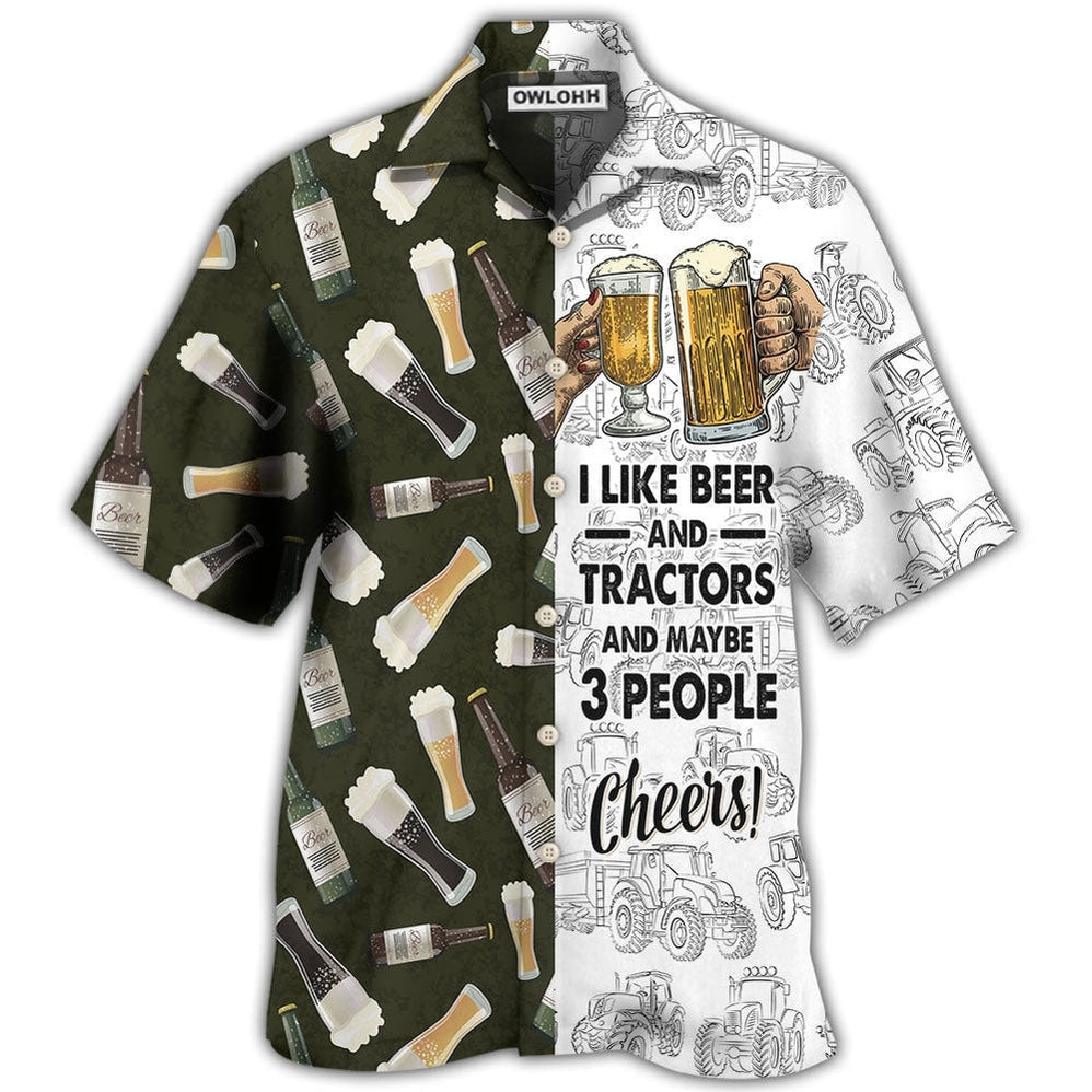 Hawaiian Shirt / Adults / S Beer I Like Beer And Trators And Maybe 3 People - Hawaiian Shirt - Owls Matrix LTD