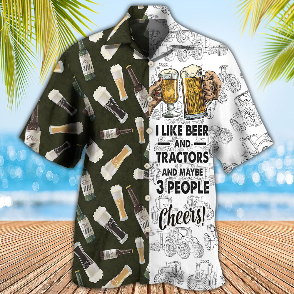 Beer I Like Beer And Trators And Maybe 3 People - Hawaiian Shirt - Owls Matrix LTD