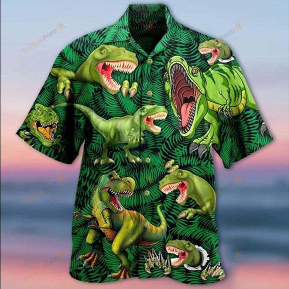 Dinosaur Strong Love Life Style - Hawaiian Shirt - Owls Matrix LTD
