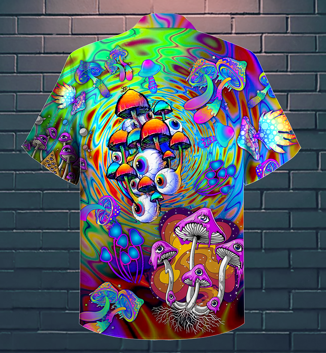 Hippie Mushroom Stay Trippy Little Hippie Colorful - Hawaiian Shirt - Owls Matrix LTD