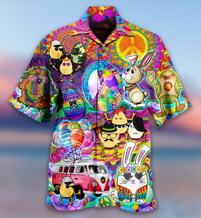 Hippie Easter Peace Life Color Funny Party - Hawaiian Shirt - Owls Matrix LTD