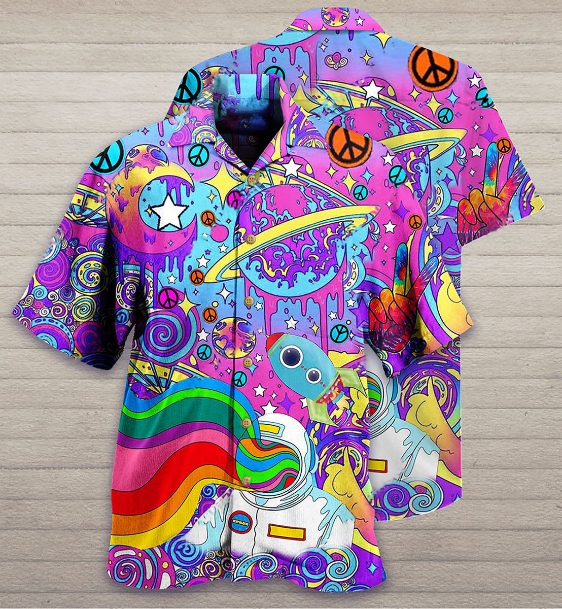 Hippie Planet Peace The Colorful Of Life - Hawaiian Shirt - Owls Matrix LTD