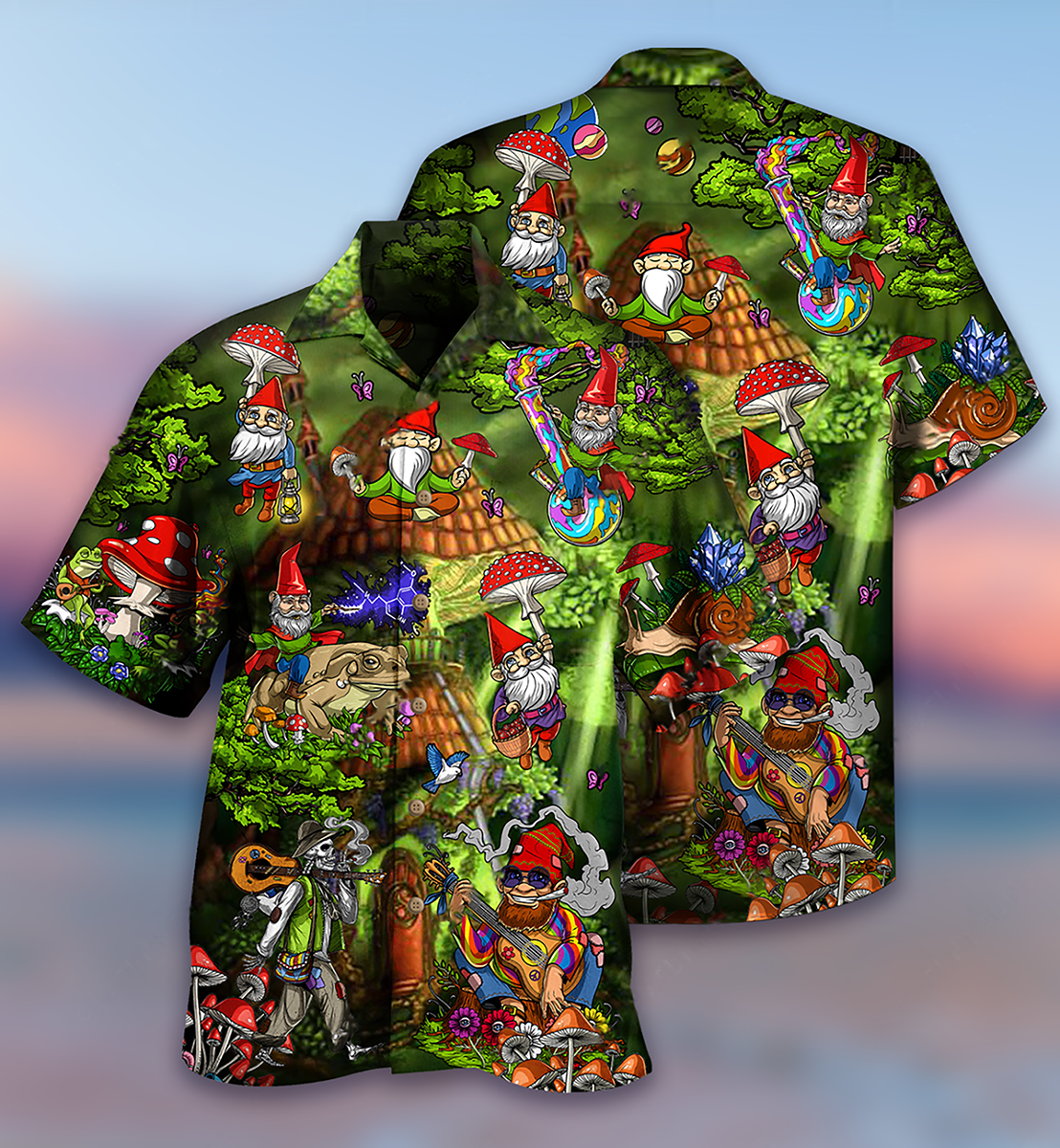 Hippie Mushroom Peace Love Life Color - Hawaiian Shirt - Owls Matrix LTD