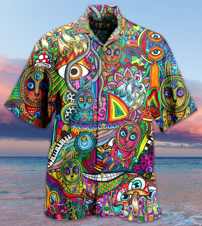 Hippie Mushroom Mix Peace Life Color - Hawaiian Shirt - Owls Matrix LTD