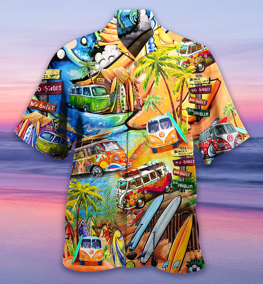 Hippie Bus Love Beach Summer - Hawaiian Shirt - Owls Matrix LTD
