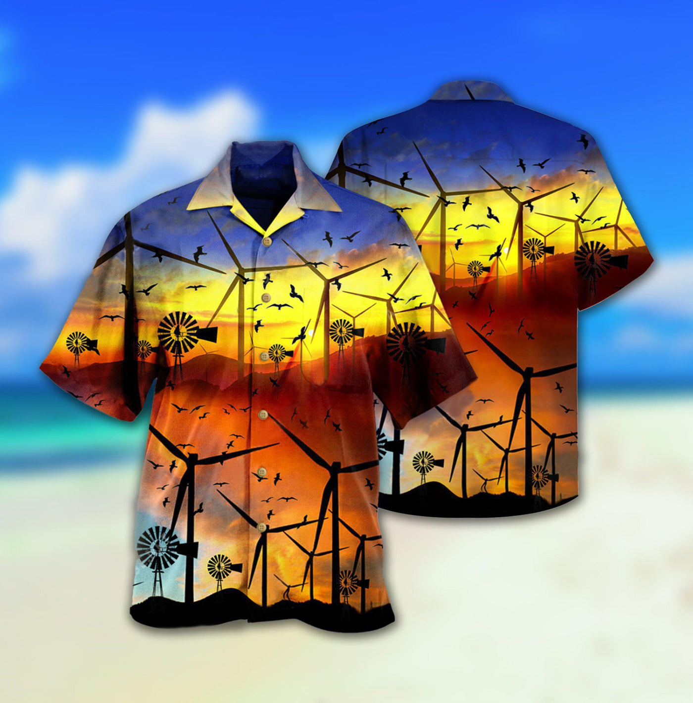 Wind Turbine A Green Planet Is A Clean Planet - Hawaiian Shirt - Owls Matrix LTD