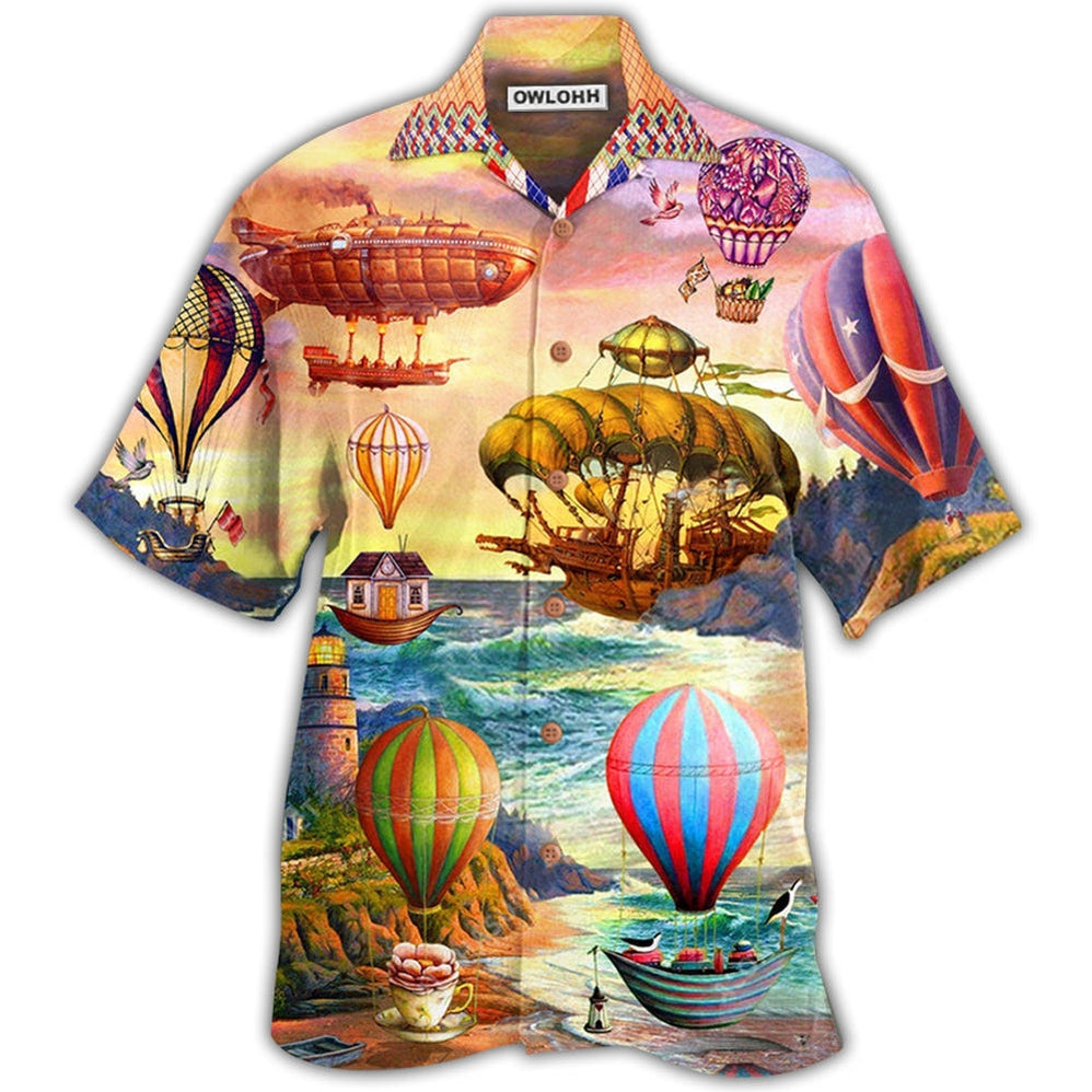 Hawaiian Shirt / Adults / S Air Balloon Steampunk I Travel By It - Hawaiian Shirt - Owls Matrix LTD