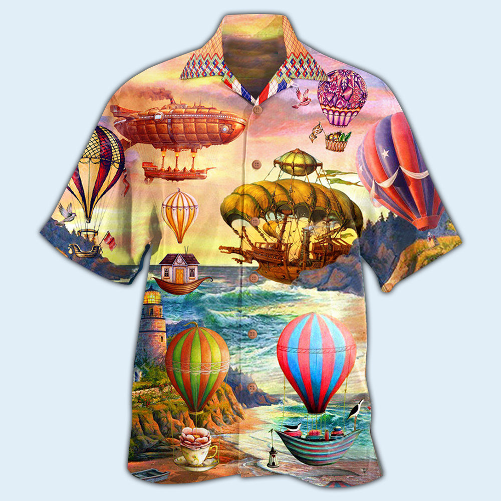 Air Balloon Steampunk I Travel By It - Hawaiian Shirt - Owls Matrix LTD