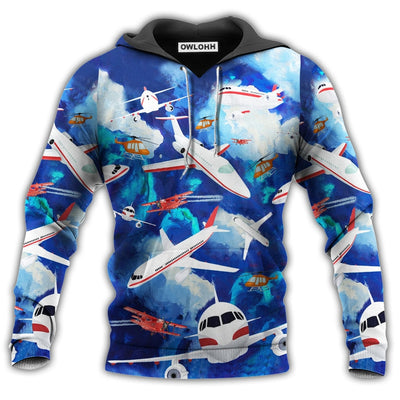 Unisex Hoodie / S Airplane Life Is Simple Eat Sleep Fly In Blue Sky - Hoodie - Owls Matrix LTD
